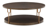 Brazburn Coffee Table with 1 End Table in Dark Brown/Gold Finish from Ashley - Luna Furniture