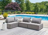 Bree Zee 4-Piece Outdoor Sectional with End Table in Brown from Ashley - Luna Furniture