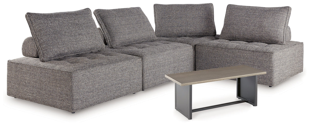 Bree Zee 4-Piece Outdoor Sectional with End Table in Brown from Ashley - Luna Furniture