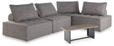 Bree Zee 4-Piece Outdoor Sectional with End Table in Brown from Ashley - Luna Furniture