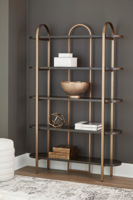 Brentmour Brown/Gold Finish Bookcase - A4000589