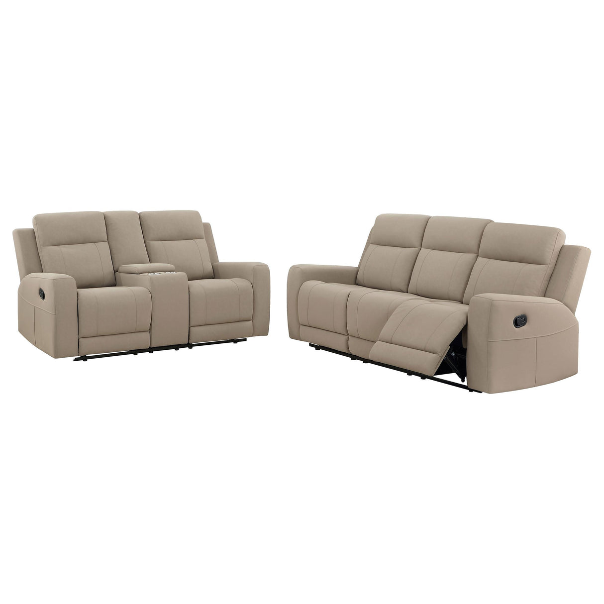 Brentwood 2-piece Upholstered Motion Reclining Sofa Set Taupe from Coaster - Luna Furniture