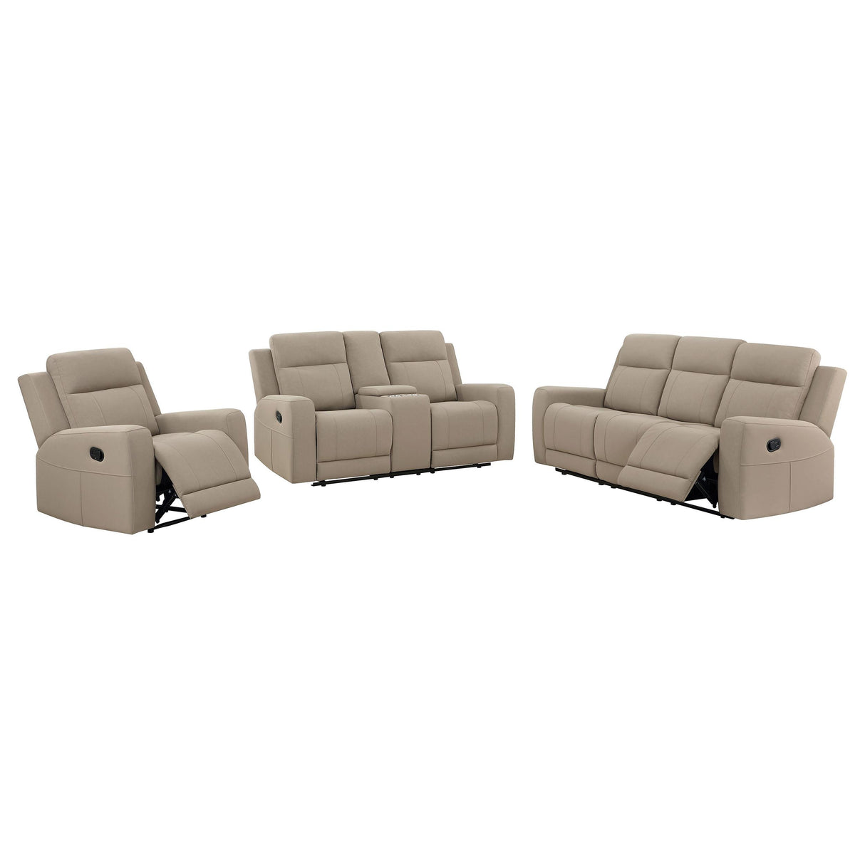 Brentwood 3-piece Upholstered Motion Reclining Sofa Set Taupe from Coaster - Luna Furniture