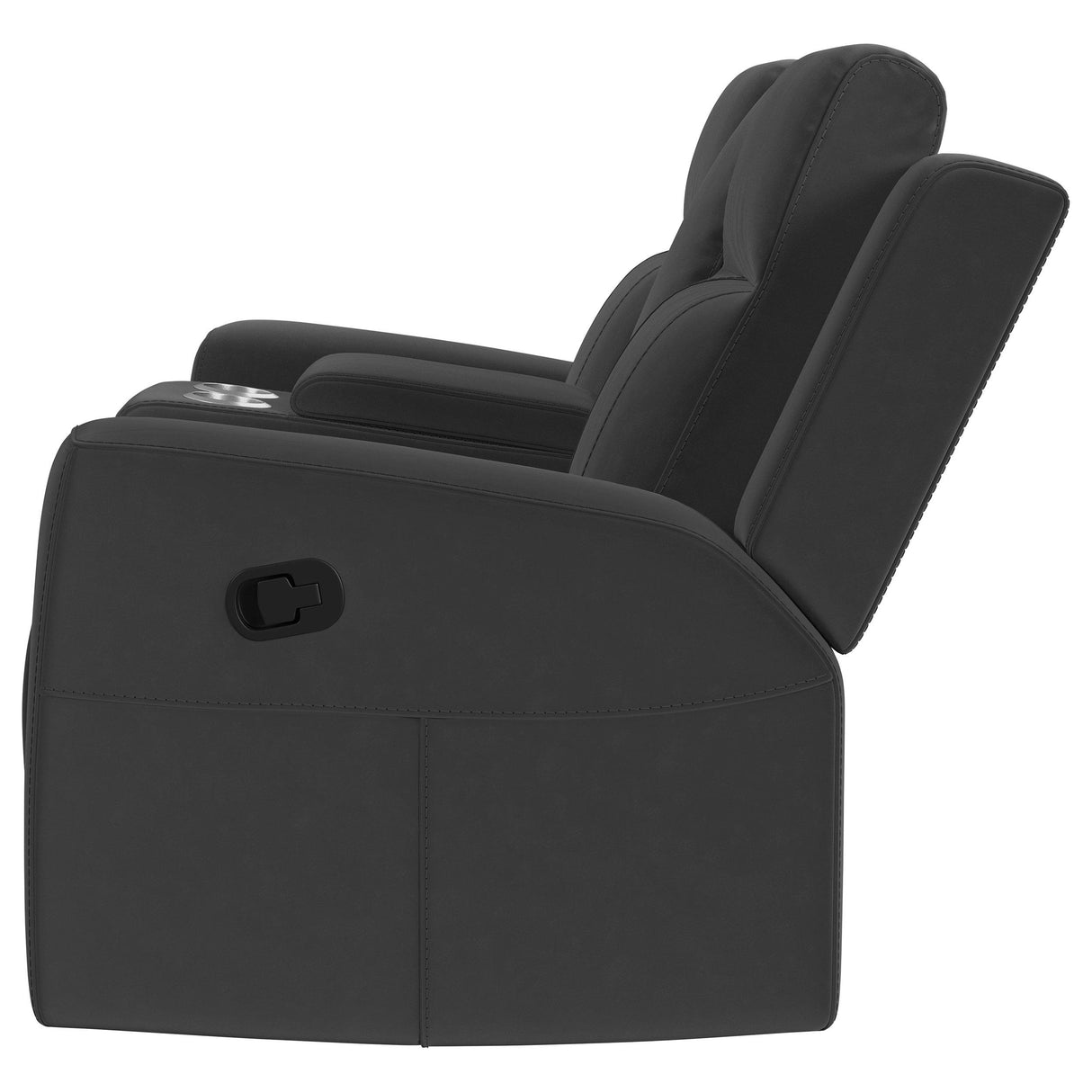 Brentwood Upholstered Motion Reclining Loveseat with Console Dark Charcoal from Coaster - Luna Furniture