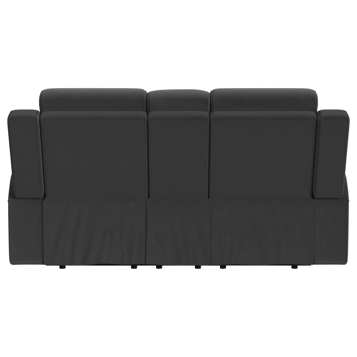 Brentwood Upholstered Motion Reclining Loveseat with Console Dark Charcoal from Coaster - Luna Furniture