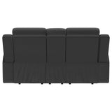 Brentwood Upholstered Motion Reclining Loveseat with Console Dark Charcoal from Coaster - Luna Furniture