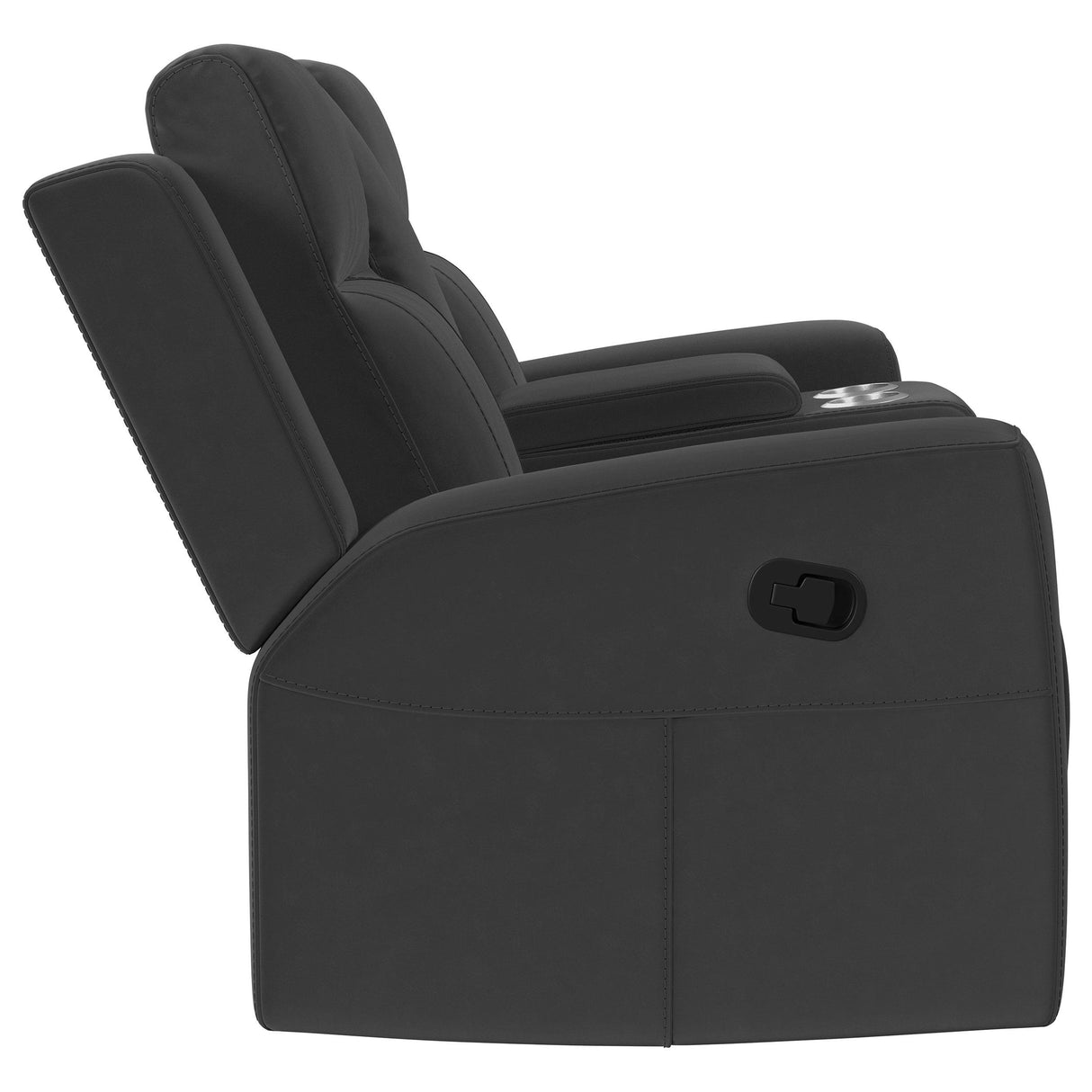 Brentwood Upholstered Motion Reclining Loveseat with Console Dark Charcoal from Coaster - Luna Furniture