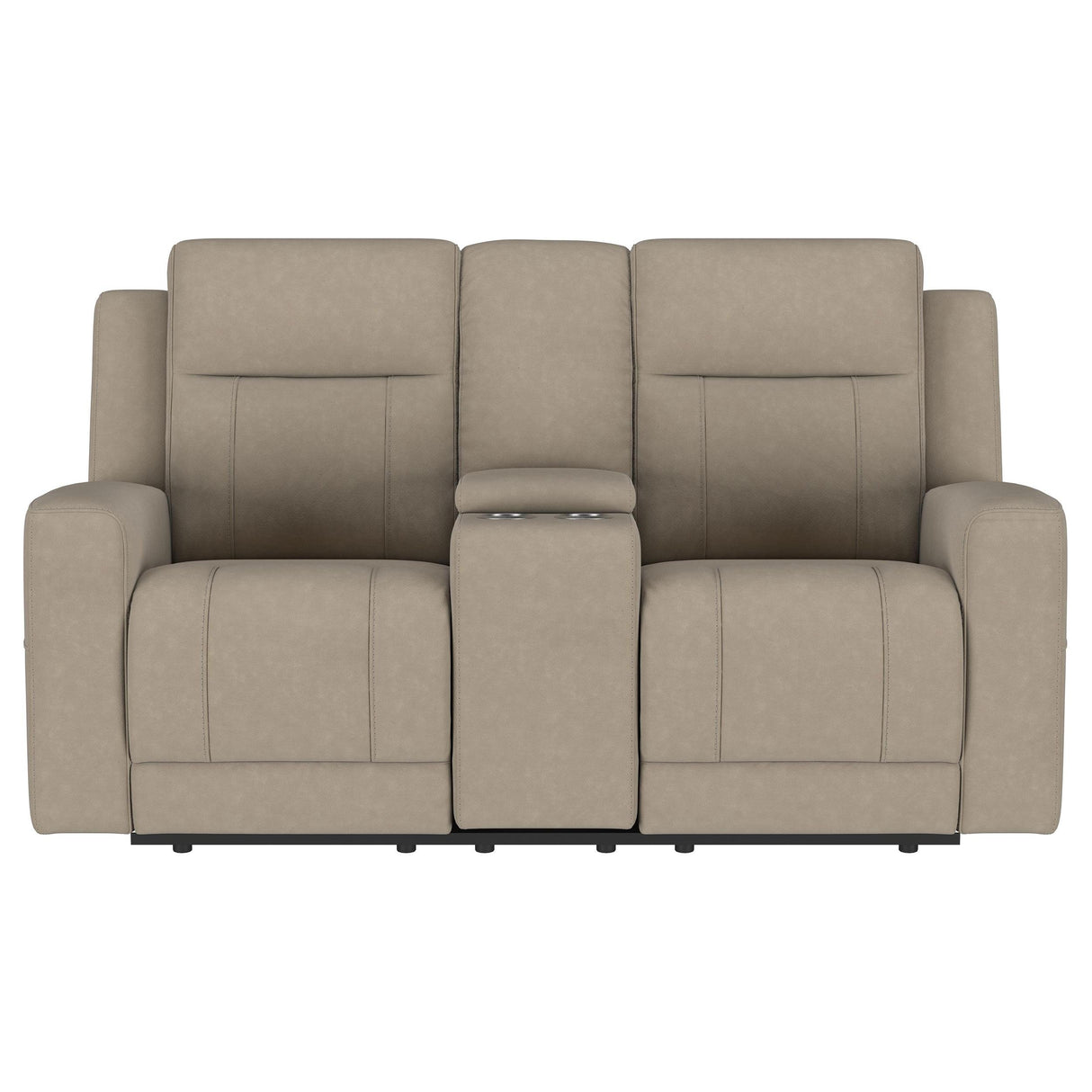 Brentwood Upholstered Motion Reclining Loveseat with Console Taupe from Coaster - Luna Furniture