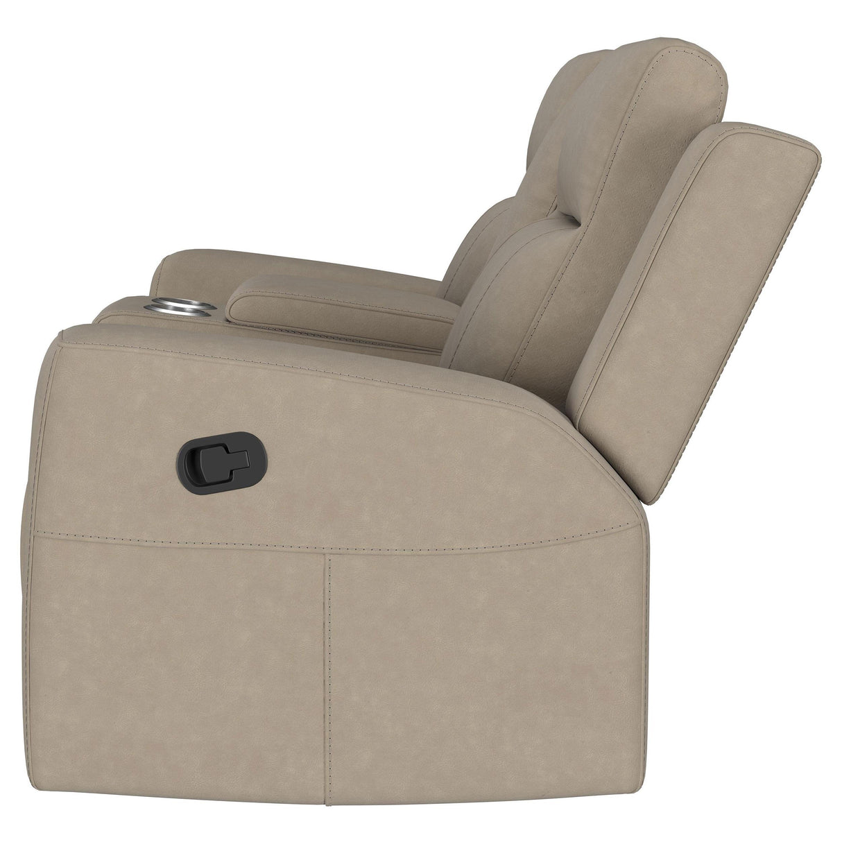 Brentwood Upholstered Motion Reclining Loveseat with Console Taupe from Coaster - Luna Furniture