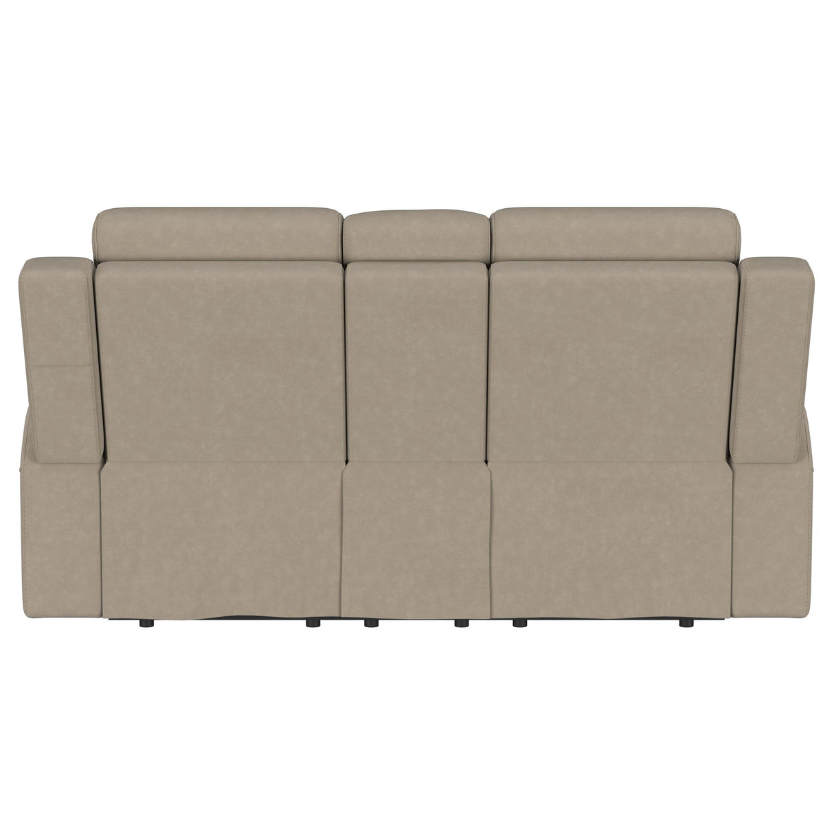 Brentwood Upholstered Motion Reclining Loveseat with Console Taupe from Coaster - Luna Furniture