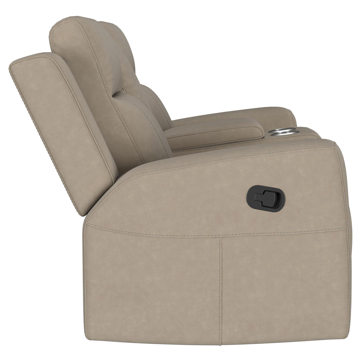 Brentwood Upholstered Motion Reclining Loveseat with Console Taupe from Coaster - Luna Furniture