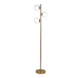 Brilliance Modern Gold Brush Floor Lamp, Opal Glass Shades and Round Metal Base - FLL03700401