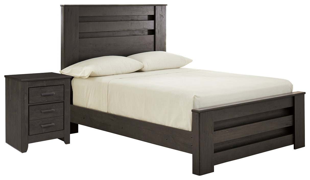 Brinxton Full Panel Bed with Nightstand in Charcoal from Ashley - Luna Furniture