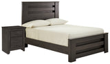 Brinxton Full Panel Bed with Nightstand in Charcoal from Ashley - Luna Furniture