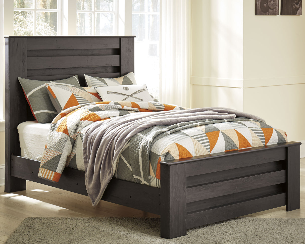 Brinxton Full Panel Bed with Nightstand in Charcoal from Ashley - Luna Furniture