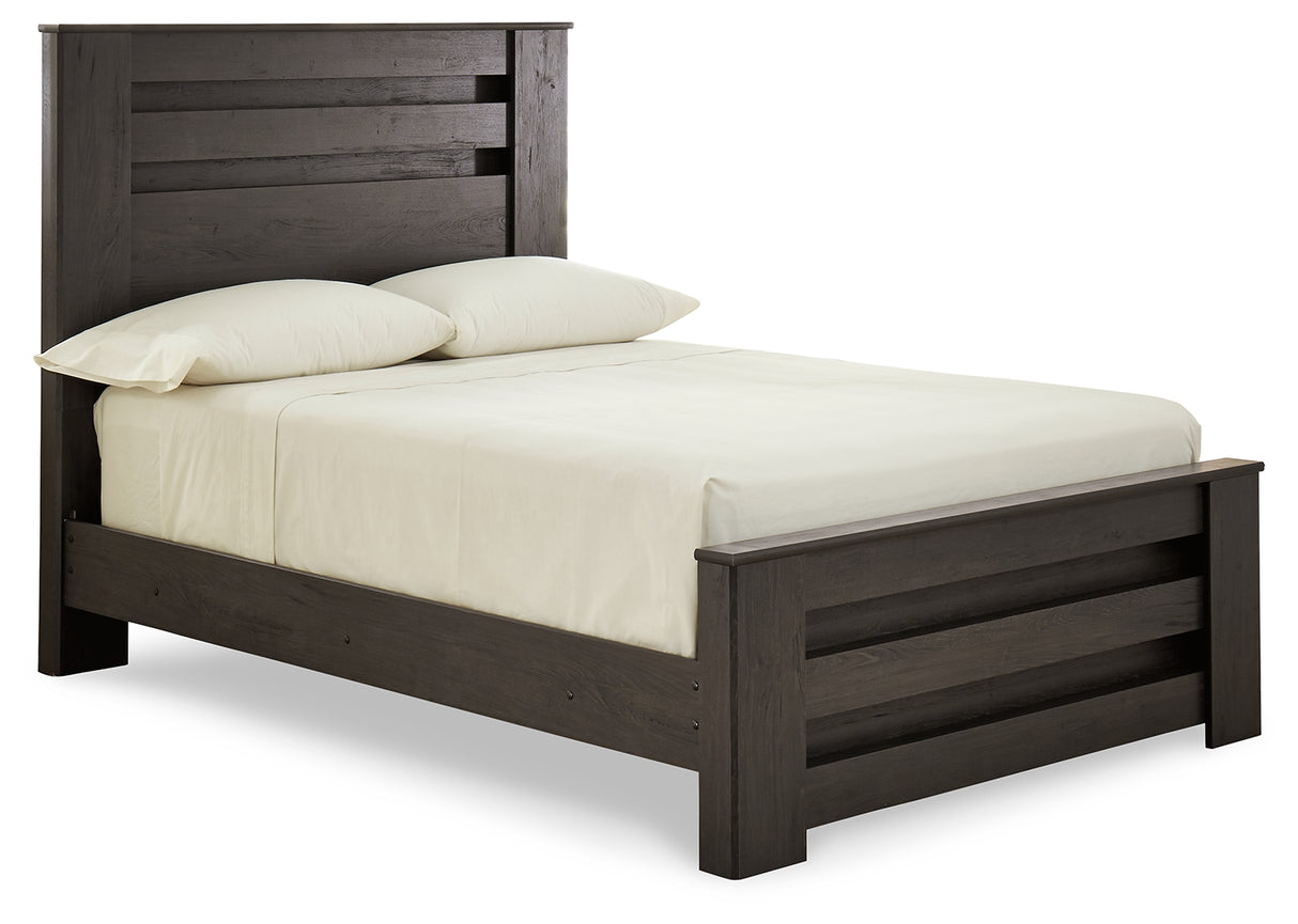 Brinxton Full Panel Bed with Nightstand in Charcoal from Ashley - Luna Furniture