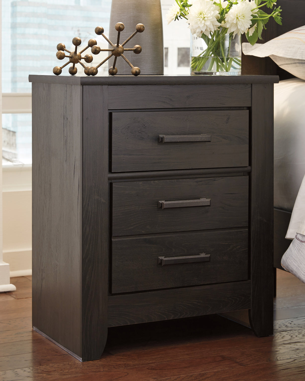 Brinxton Full Panel Bed with Nightstand in Charcoal from Ashley - Luna Furniture