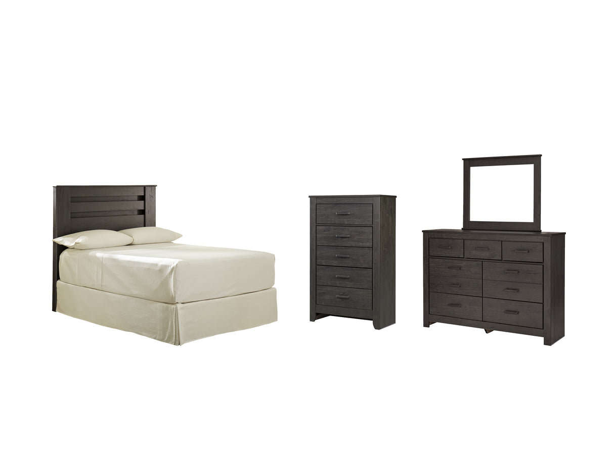 Brinxton Full Panel Headboard Bed with Mirrored Dresser and Chest in Charcoal from Ashley - Luna Furniture