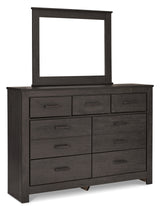 Brinxton Full Panel Headboard Bed with Mirrored Dresser and Chest in Charcoal from Ashley - Luna Furniture