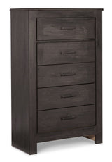 Brinxton Full Panel Headboard Bed with Mirrored Dresser, Chest and 2 Nightstands in Charcoal from Ashley - Luna Furniture