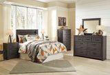 Brinxton Full Panel Headboard Bed with Mirrored Dresser, Chest and 2 Nightstands in Charcoal from Ashley - Luna Furniture