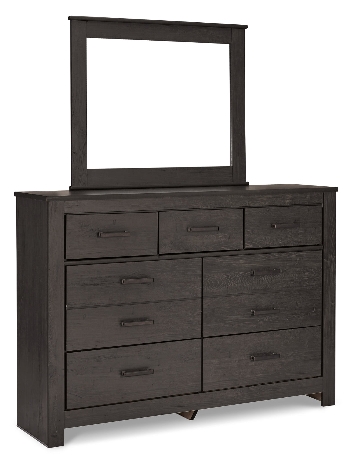 Brinxton King Panel Bed with Mirrored Dresser and Chest in Charcoal from Ashley - Luna Furniture