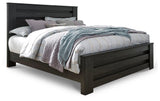 Brinxton King Panel Bed with Mirrored Dresser and Nightstand in Charcoal from Ashley - Luna Furniture