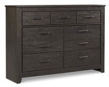 Brinxton King Panel Bed with Mirrored Dresser in Charcoal from Ashley - Luna Furniture