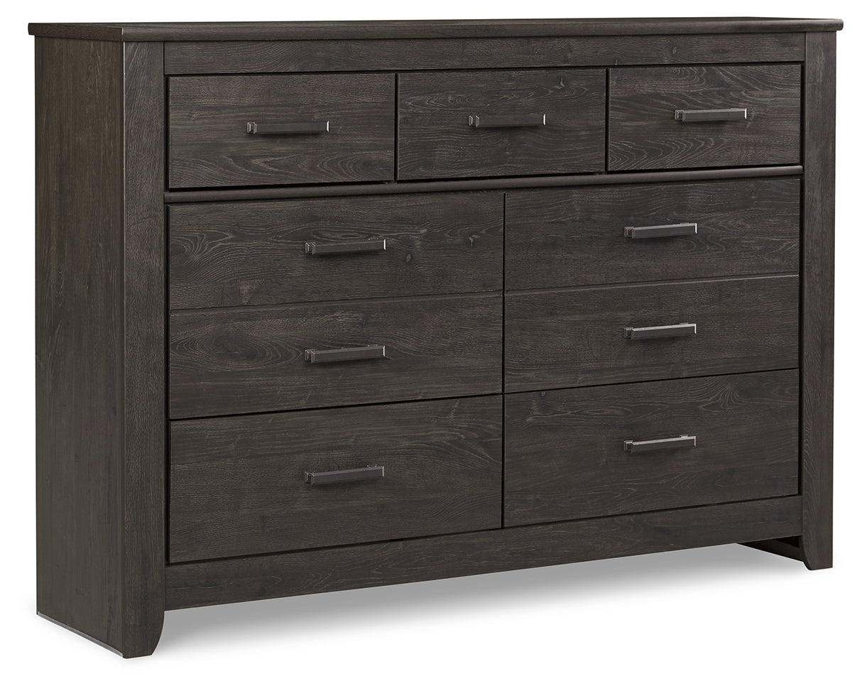 Brinxton Queen/Full Panel Headboard Bed with Dresser in Charcoal from Ashley - Luna Furniture