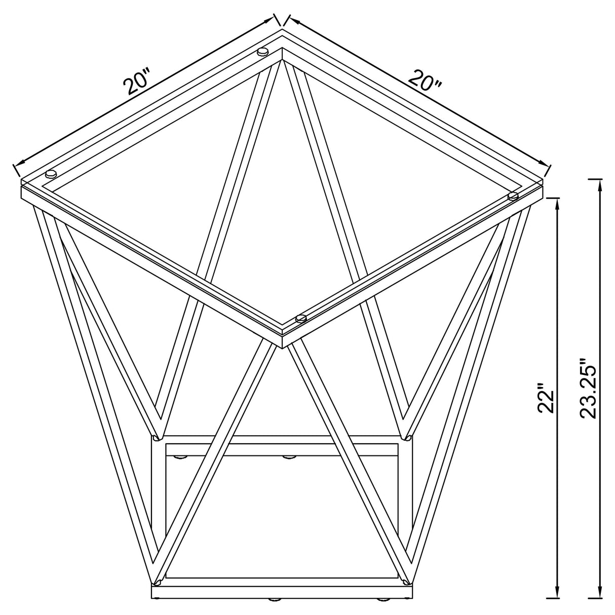 Brittania Square Geometric End Table with Clear Tempered Glass Top Nickel from Coaster - Luna Furniture