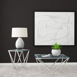 Brittania Square Geometric End Table with Clear Tempered Glass Top Nickel from Coaster - Luna Furniture