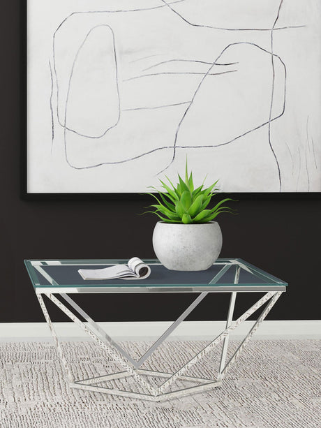 Brittania Square Glass Top Geometric Coffee Table Nickel from Coaster - Luna Furniture