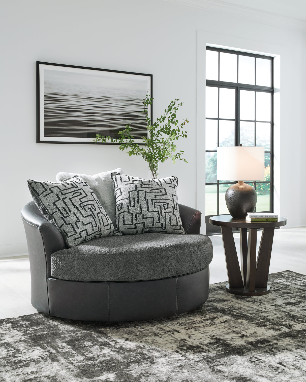 Brixley Pier Graphite Oversized Swivel Accent Chair from Ashley - Luna Furniture