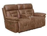 Brock Dual-Power Reclining Console Loveseat, Cinnamon from Steve Silver - Luna Furniture