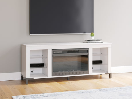 Brollevi White 60" TV Stand with Electric Fireplace from Ashley - Luna Furniture