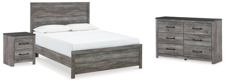 Bronyan King Panel Bed with Dresser and Nightstand in Dark Gray - PKG020106