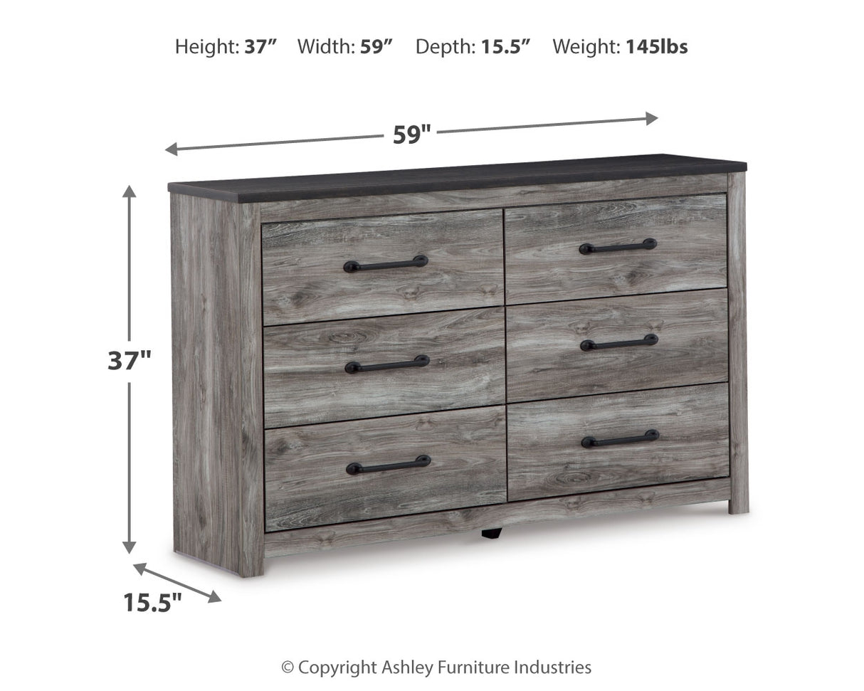 Bronyan King Panel Bed with Dresser and Nightstand in Dark Gray - PKG020106