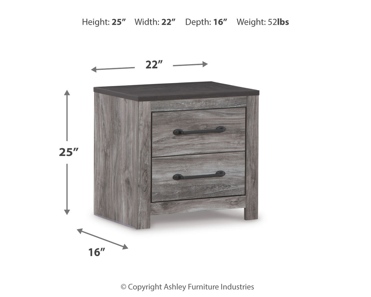 Bronyan King Panel Bed with Mirrored Dresser and 2 Nightstands in Dark Gray - PKG014948