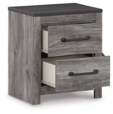 Bronyan King Panel Bed with Mirrored Dresser and 2 Nightstands in Dark Gray - PKG014948