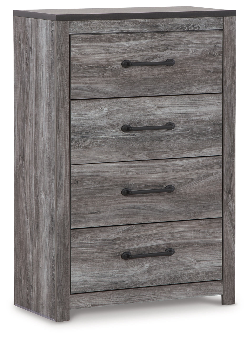 Bronyan King Panel Bed with Mirrored Dresser and Chest in Dark Gray - PKG014949