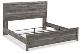 Bronyan King Panel Bed with Mirrored Dresser and Chest in Dark Gray - PKG014949