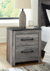 Bronyan King Panel Bed with Mirrored Dresser, Chest and Nightstand in Dark Gray - PKG014950