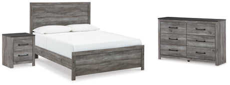 Bronyan Queen Panel Bed with Dresser and Nightstand in Dark Gray - PKG020104