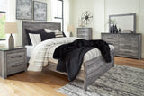 Bronyan Queen Panel Bed with Mirrored Dresser and 2 Nightstands in Dark Gray - PKG014945