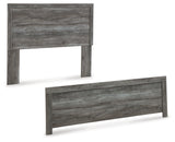 Bronyan Queen Panel Bed with Mirrored Dresser and Nightstand in Dark Gray - PKG020105