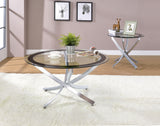 Brooke 2-piece Round Glass Top Coffee Table Set Chrome from Coaster - Luna Furniture