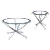 Brooke 2-piece Round Glass Top Coffee Table Set Chrome from Coaster - Luna Furniture