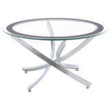 Brooke 3-piece Round Glass Top Coffee Table Set Chrome from Coaster - Luna Furniture