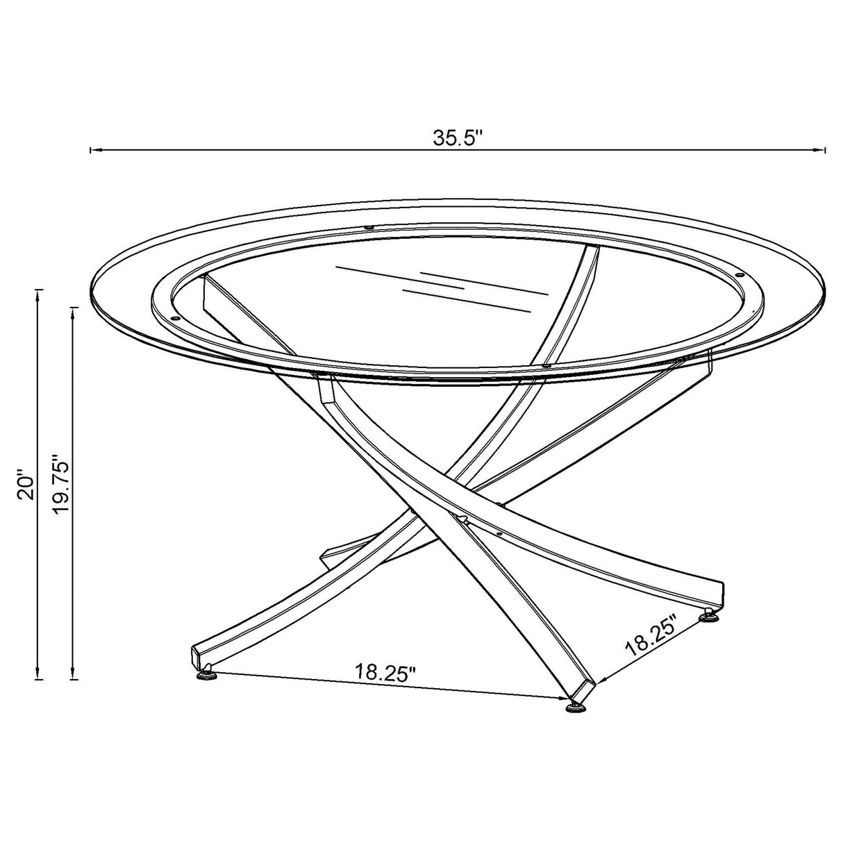 Brooke Round Glass Top Coffee Table Metal Base Brass from Coaster - Luna Furniture