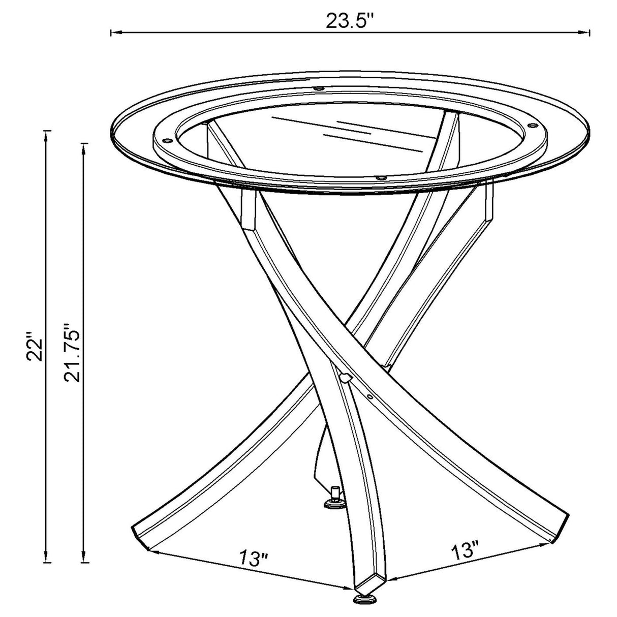 Brooke Round Glass Top Side End Table Metal Base Brass from Coaster - Luna Furniture